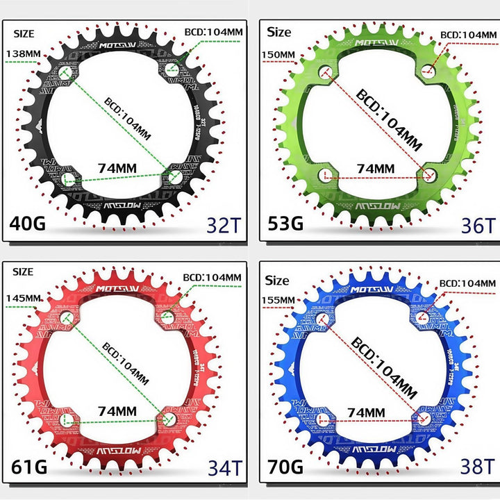 YBEKI 40T 42T 44T 46T 48T 50T 52T Runden Fahrrad Kettenblatt, Schmale Breite Kettenblätter 104 BCD f