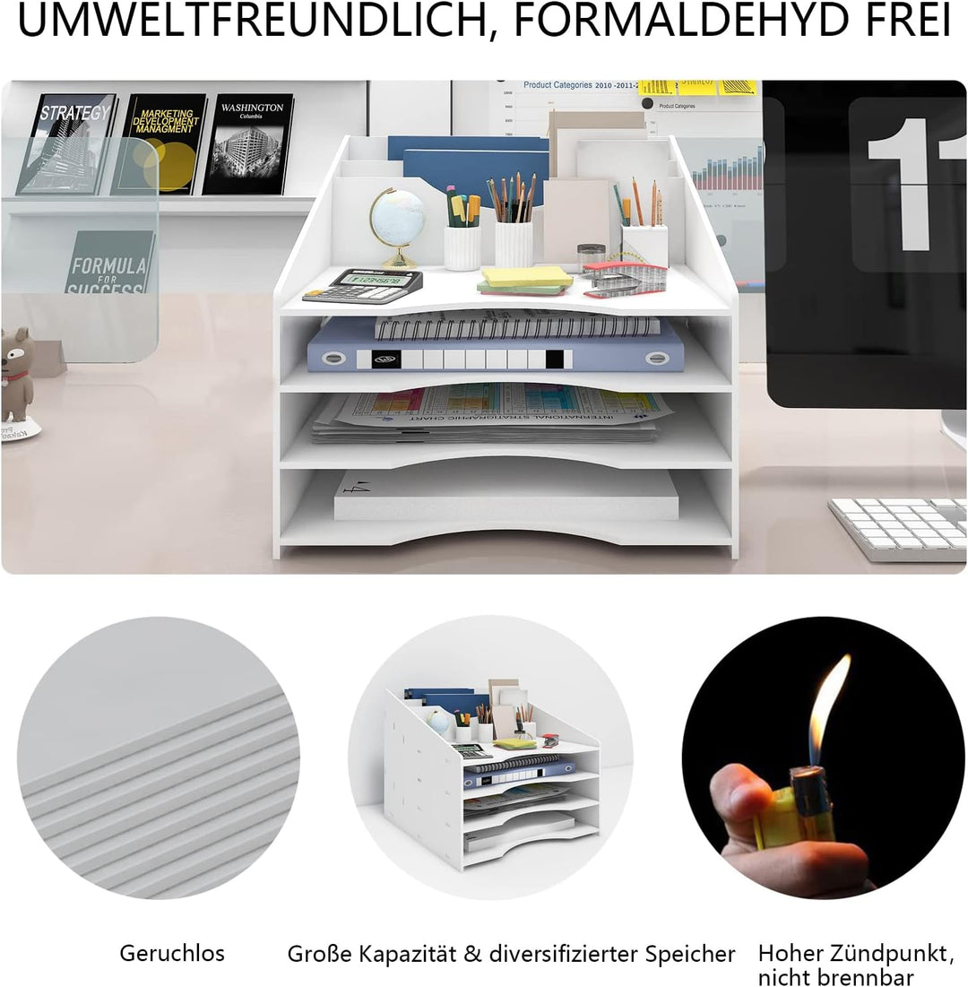 PUNCIA Dokumentenablage A4 Briefablage 4 Ablagefächer PVC Schreibtisch Datei Organizer Papierablage