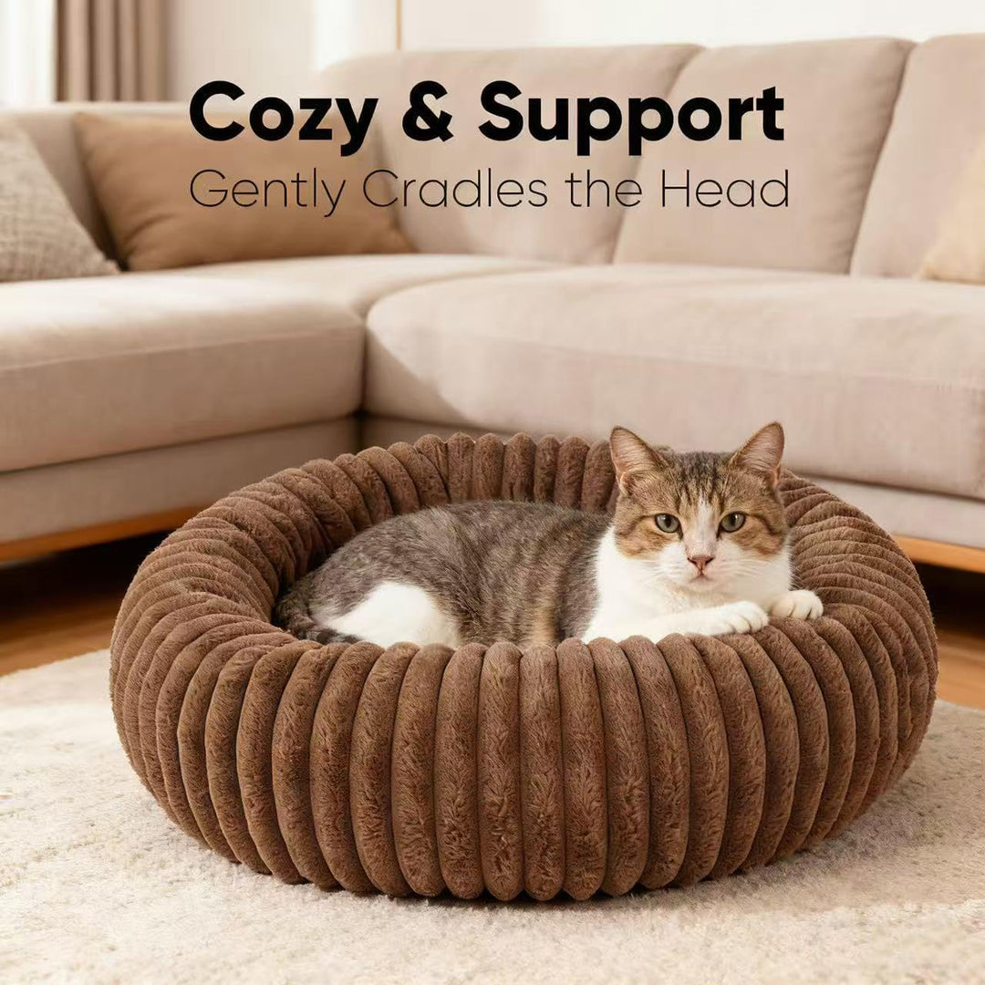 Flauschig Haustierbett Waschbar Hundebett Katzenbett Rund Donut Hundekorb Indoor Katzenkissen Katzen