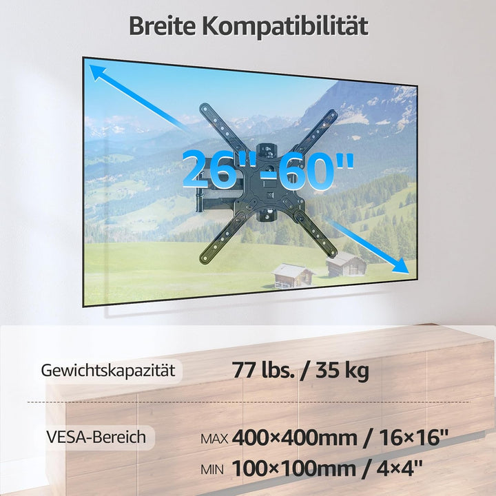 MOUNTUP TV Wandhalterung für 26-60 Zoll LED, LCD, OLED Fernseher, Schwenkbare Neigbare TV Halterun b