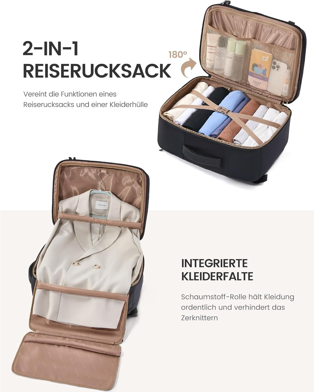 LOVEVOOK Handgepäck Rucksack Flugzeug, Reiserucksack Damen gross, Laptop Travel Backpack Women 18 Zo