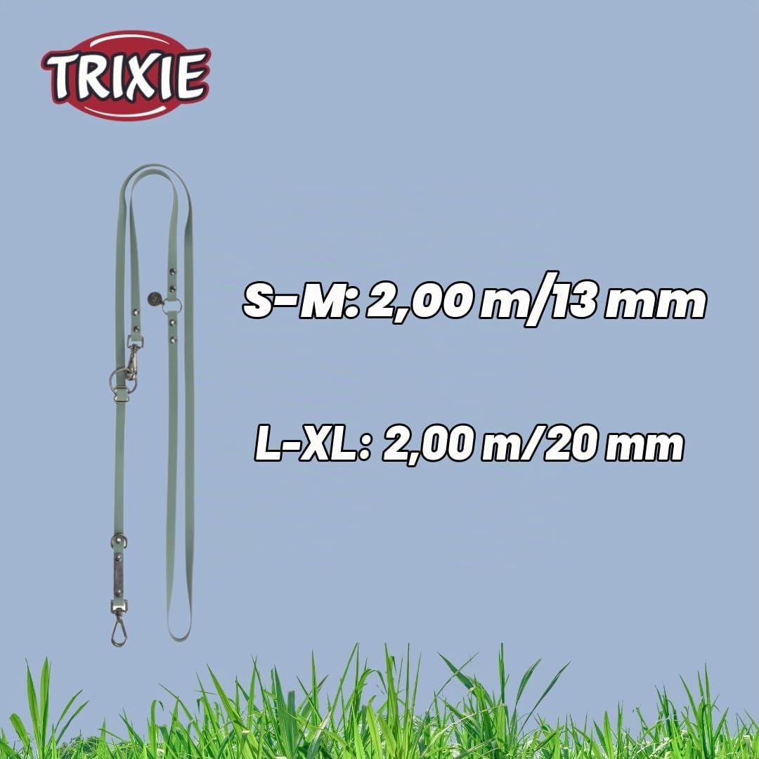 TRIXIE Hundeleine CityStyle M-L, 2,00 m/20 mm Salbei – Hochwertige PVC-Leine für Hunde, 3-Fach verst