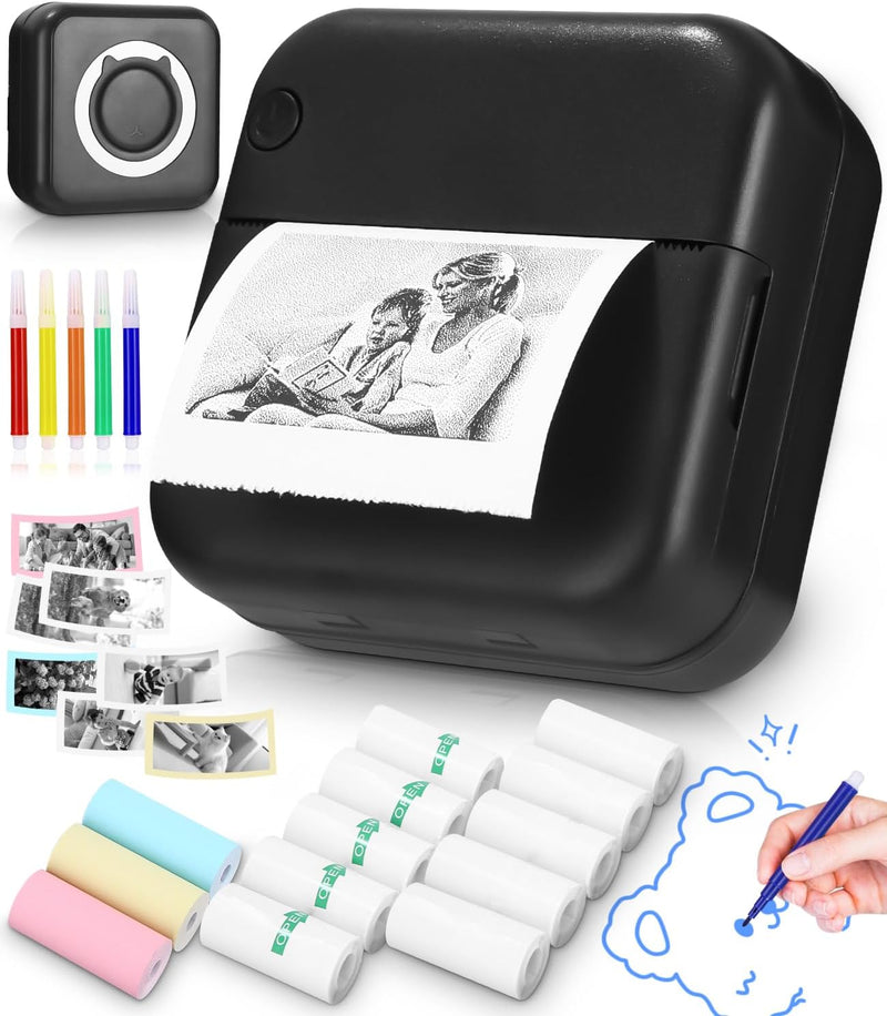 Zounin Mini-Drucker,Neuer Drucker,Taschendrucker, Mini Fotodrucker für Smartphone, Tragbarer Thermod