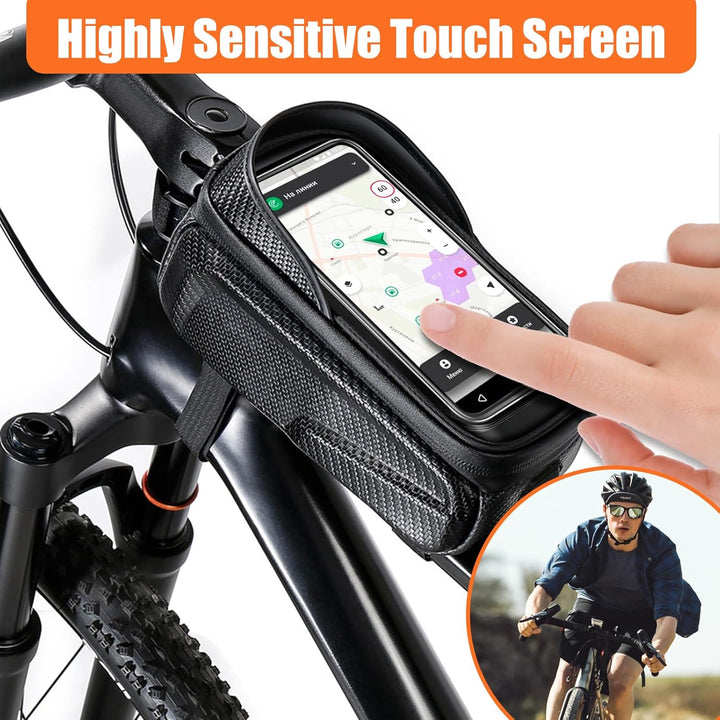 Fahrrad Rahmentasche für Smartphone, Lenker Handytasche mit Design Ladeanschlusses, Rahmen Lenkertas
