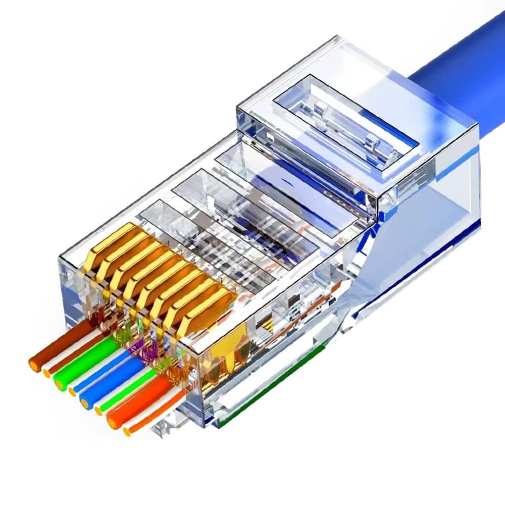 Cat6 RJ45 Pass-Through-Stecker - 50 Stück Kristall Ungeschirmte UTP 8P8C Modulare Netzwerkstecker Ca