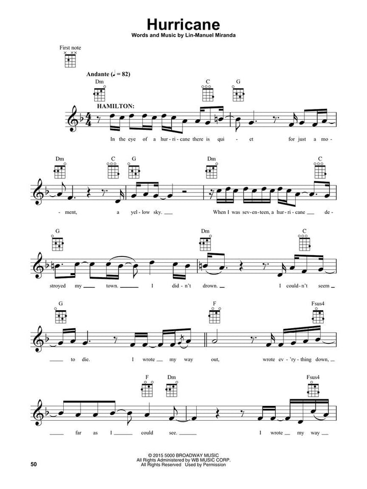 Ukulele Selections: Noten, Sammelband für Ukulele: An American Musical by Lin-Manuel Miranda. Noten,