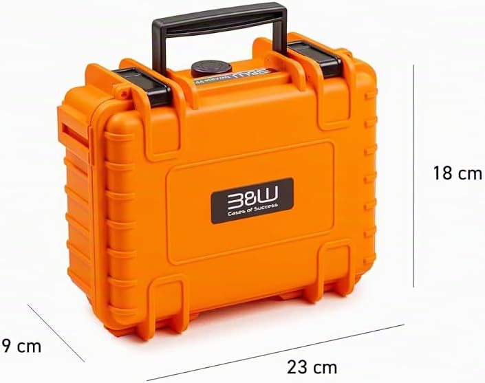 B&amp;W International Schutzkoffer 500 (PP.23) Orange mit Würfelschaum | Individuell anpassbarer Schaume