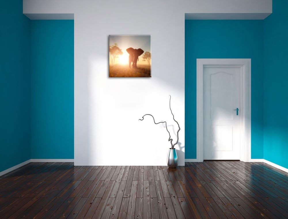 Pixxprint Grosser afrikanischer Elefant in der Wüste, Format: 70x70 auf Leinwand, 70x70