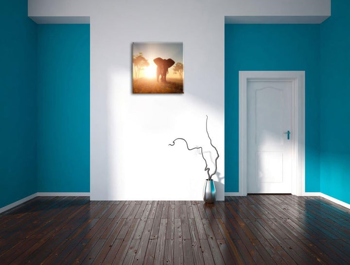 Pixxprint Grosser afrikanischer Elefant in der Wüste, Format: 70x70 auf Leinwand, 70x70