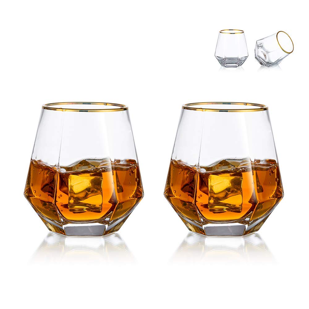 Diamond Whisky Glasses 2er-Set Gekipptes Scotchglas 300 Ml Whiskyglas Moderner Look Für Männer Fraue