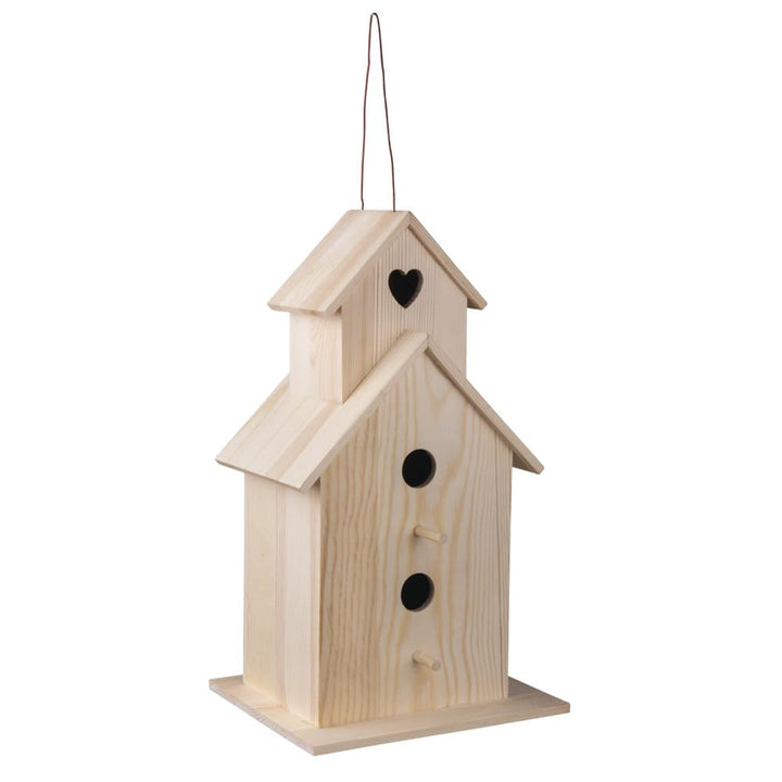 Rayher Holz-Vogelhaus XL, Kiefernholz, FSC zertifiziert, 22 x 19 x 39 cm, 64510505, Natur 22x19x39cm