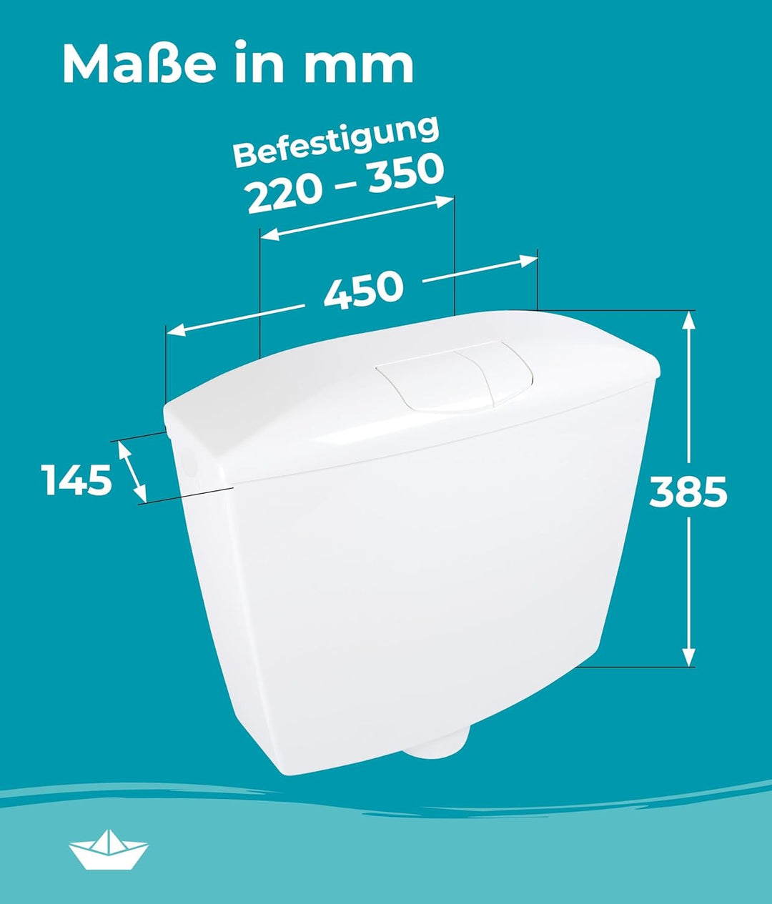 Calmwaters® Premium Spülkasten WC - Made in EU - wassersparend - 2-Mengen-Spülung - Aufputz Spülkast