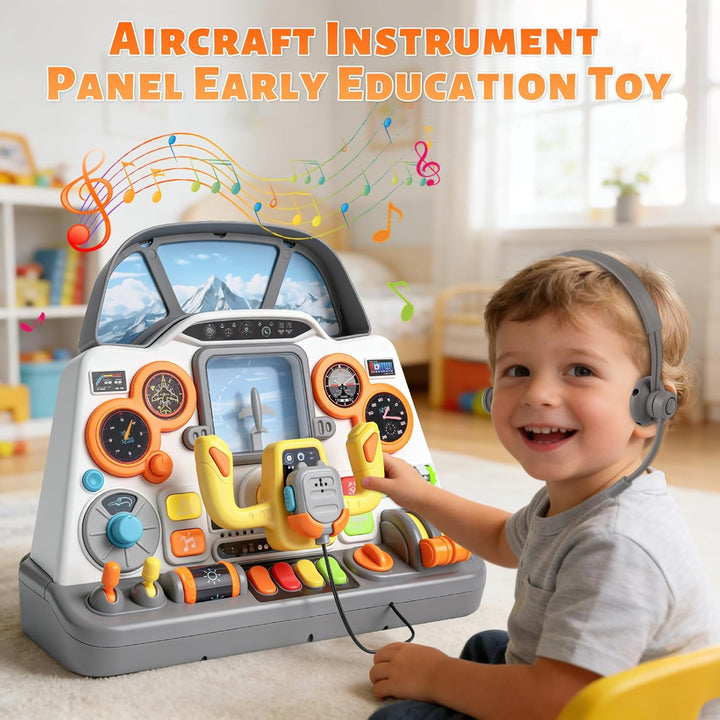elzle Flugzeug Cockpit Armaturenbrett, Flugzeug Simulator Spielzeug Mit Licht Und Sound Für Kinder A