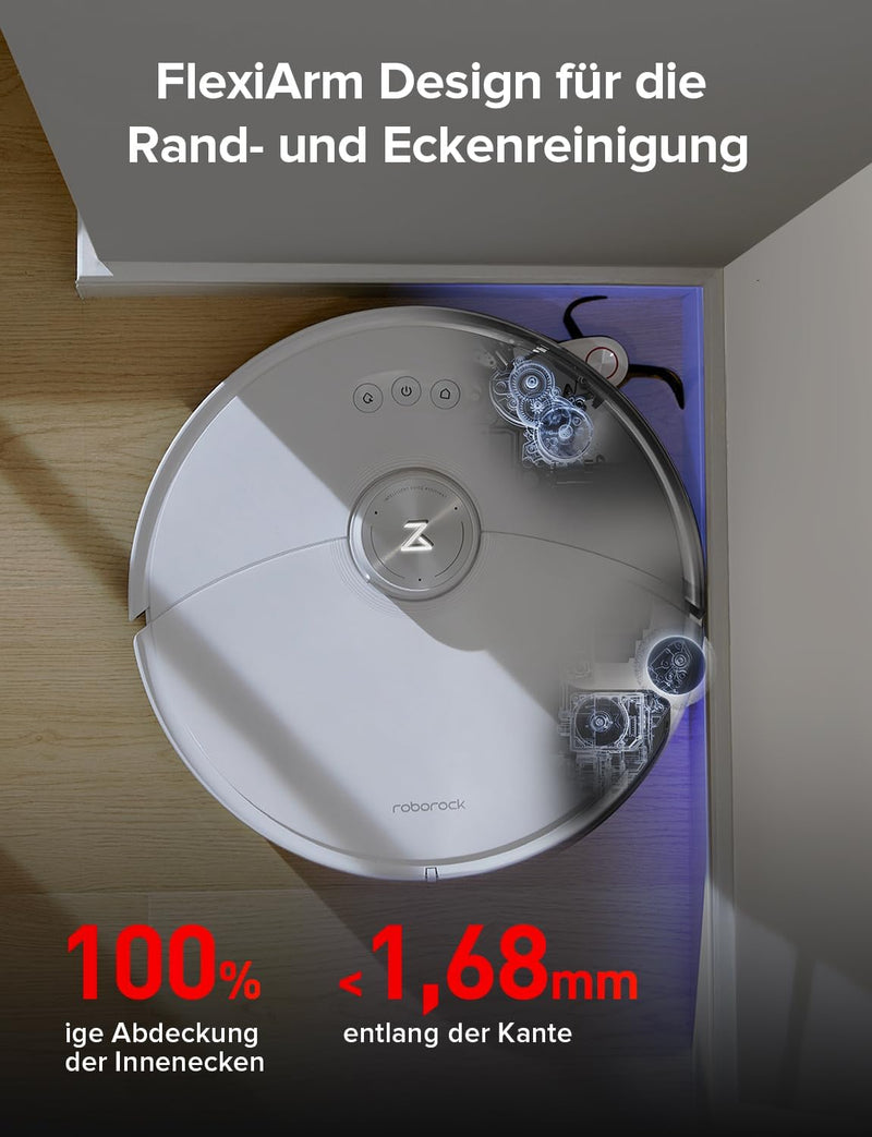 roborock S8 MaxV Ultra Saugroboter mit Wischfunktion&Hebarem Wischmopp, Umfangreiche Reinigung Durch