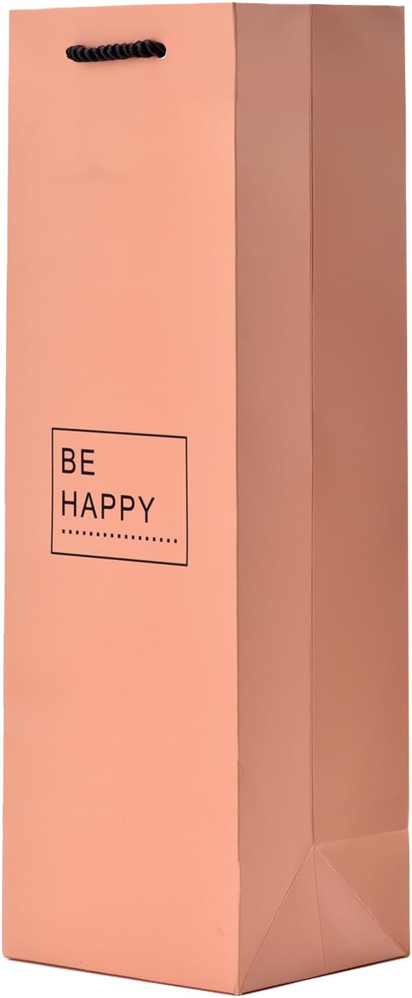 10 Flaschentüten Geschenktüten für Weingeschenke wie Wein Prosecco und Champagner Be Happy Lachs, Be