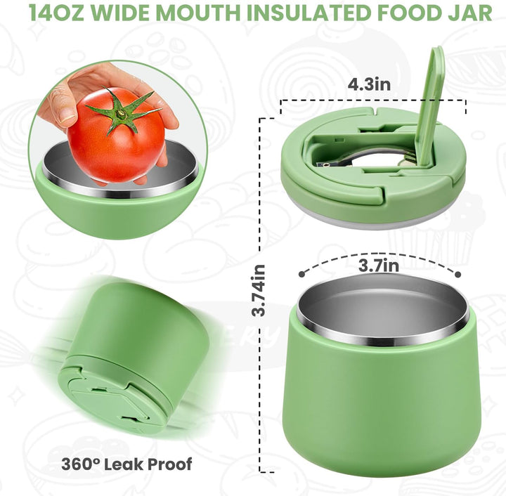 Itslife Thermobehälter für Essen 420ml, Warmhaltebehälter Essen Edelstahl mit Schnallendeckel und Lö