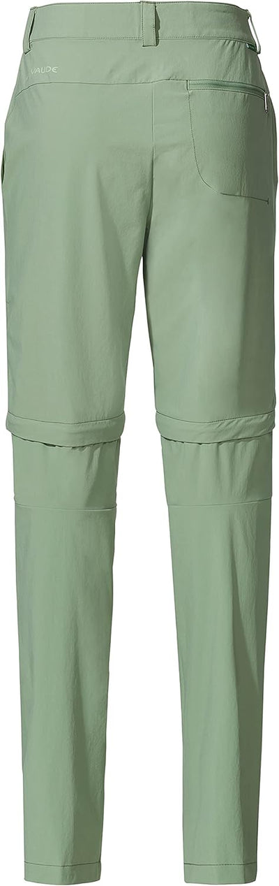 VAUDE Wanderhose Damen Farley Stretch Zip-Off Hose II, Grün - 40, wasserabweisende Zip-Off Trekkingh