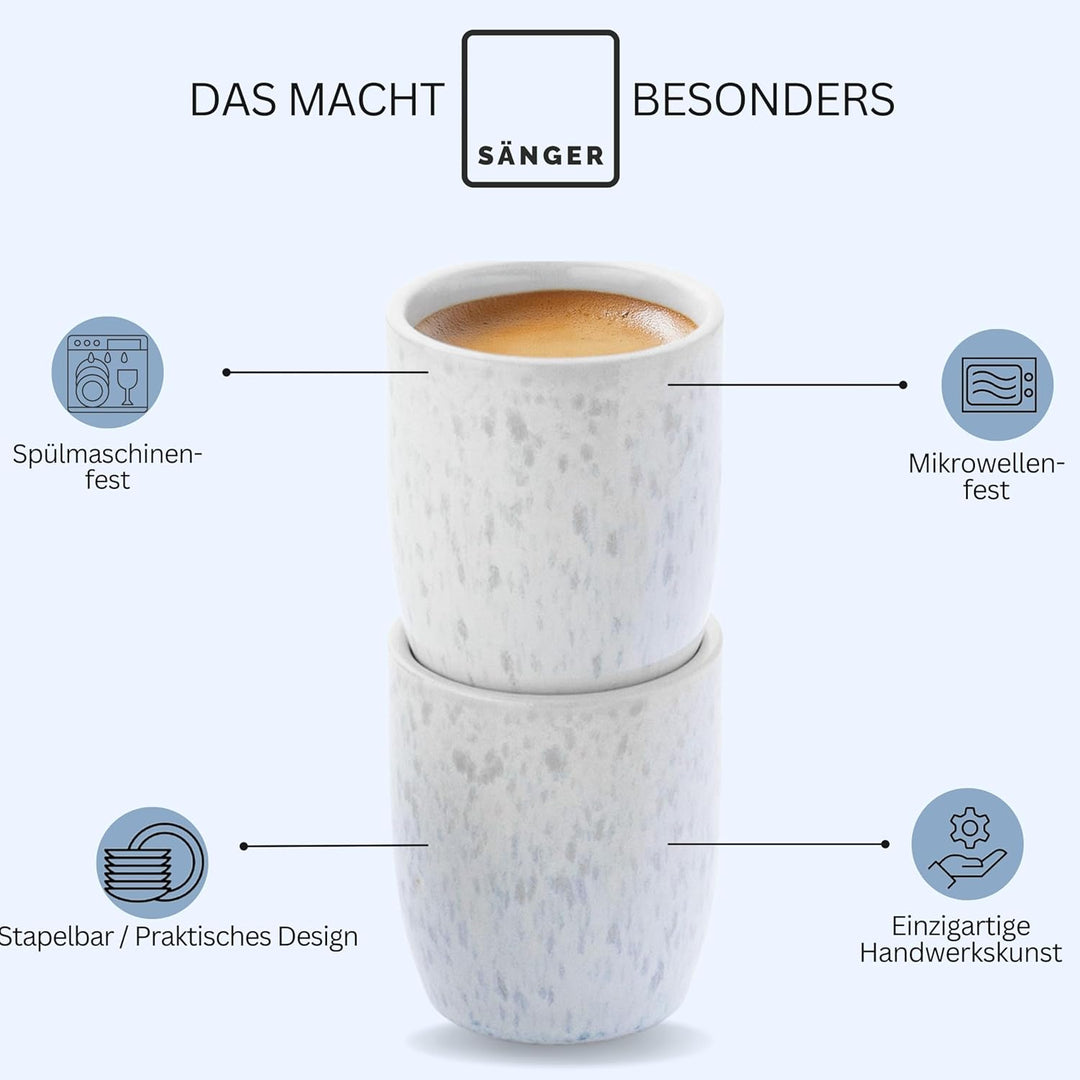 SÄNGER | Espresso Tassen Set Santorini 4 tlg, Espresso- & Mokkatassen 4 Personen, Espressotassen Ste