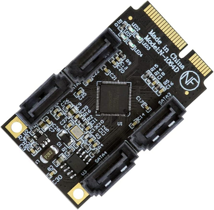 cablecc Mini PCI-E PCI Express auf 6 Gbit/s Vier Ports SATA 3.0 Adapter Konverter Festplattenerweite
