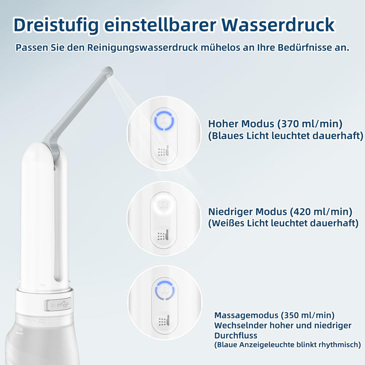Tragbares Reise-Bidet 400ml – IPX7 wasserdicht, 3 Druckstufen, elektrischer Dauerstrahl – für Campin