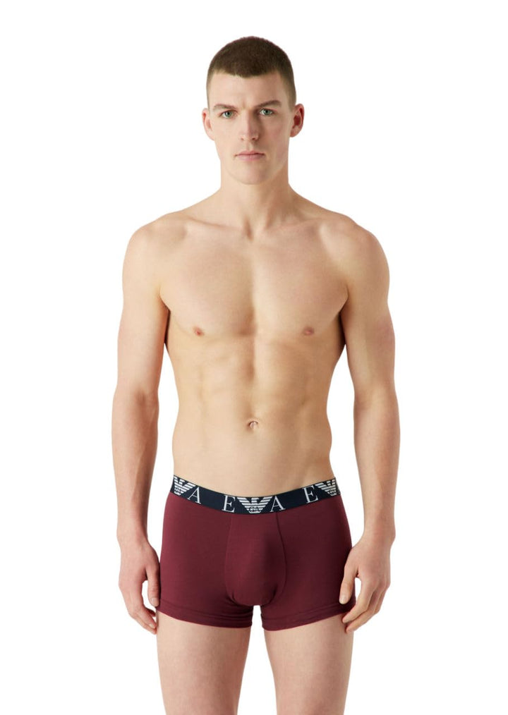 Emporio Armani Herren Trunks (3er Pack) M White/Marine/Burgundy, M White/Marine/Burgundy