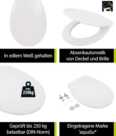 'aquaSu® Toilettendeckel nachhaltig Carini, WC-Sitz mit Absenkautomatik, Made in EU, aus 100% recyce