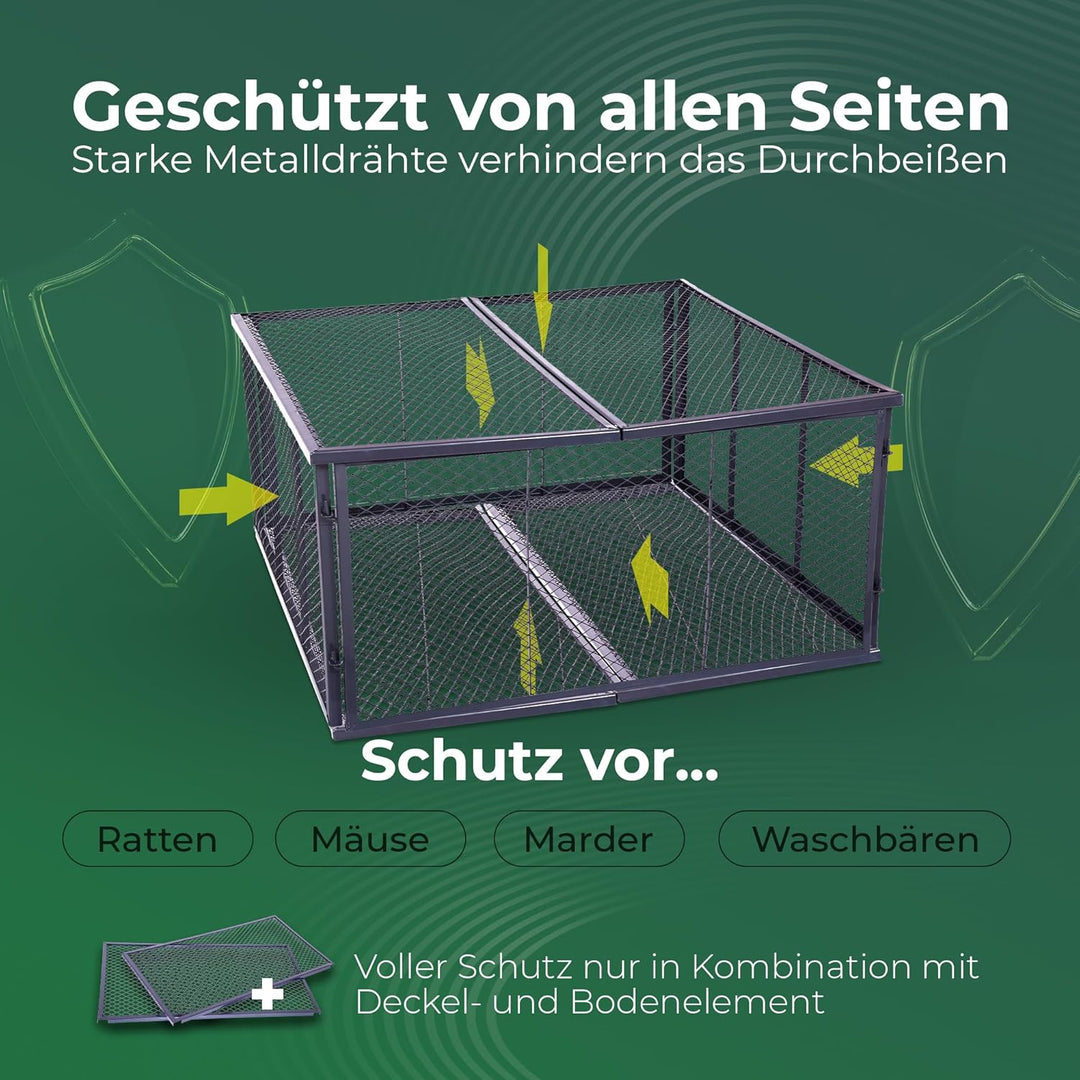 Novatool Garten-Komposter Metall 100x100x50 cm, mit erweiterbarem Stecksytem, pulverbeschichteter Me