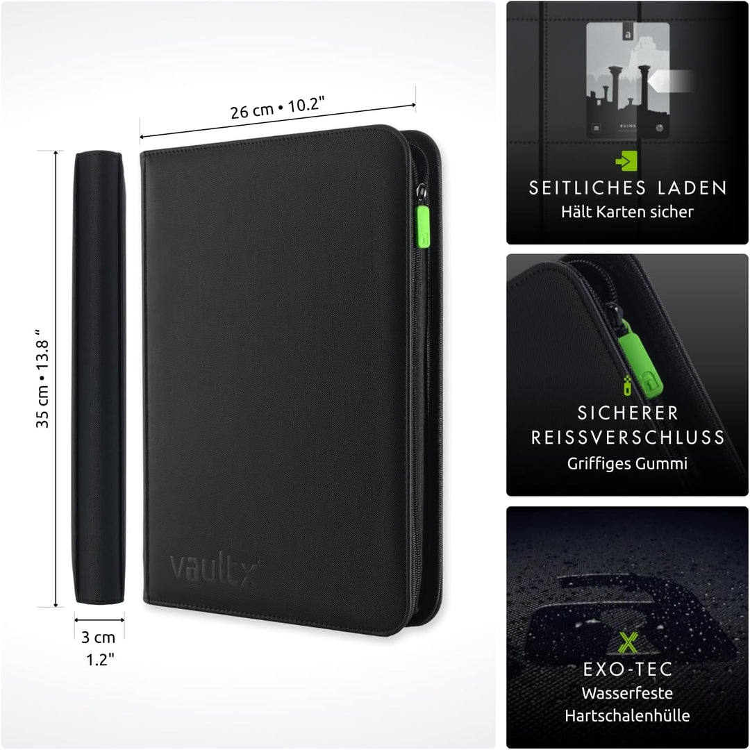 Vault X Premium eXo-Tec Zip Heftmappe - 9 Fächer Sammelkarten Trading Cards Mappe - 360 Fächer mit S