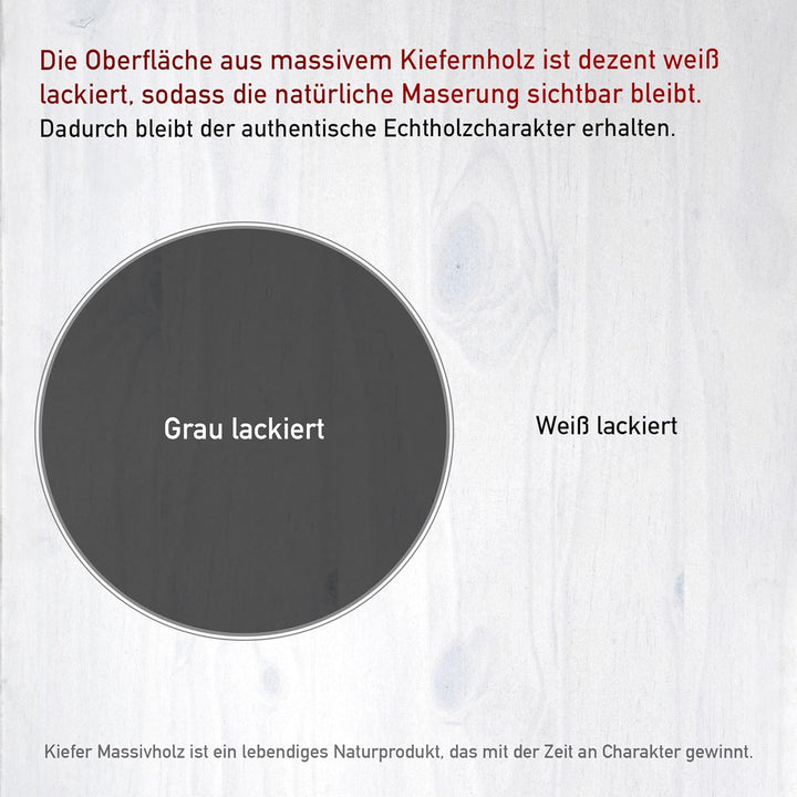 Inter Link Rollcontainer mit 6 Schubladen – Bürocontainer auf Rollen – Massivholz Kiefer Grau lackie