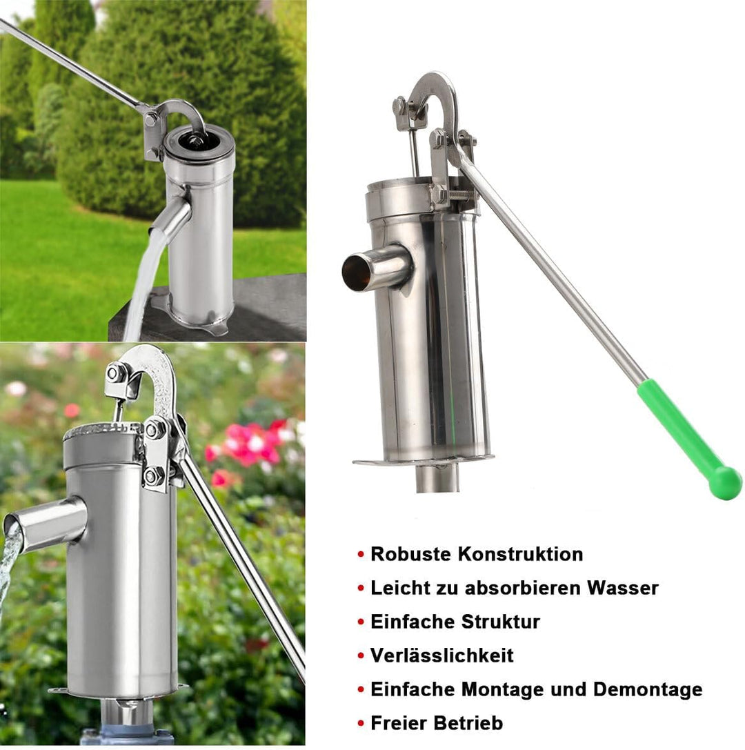 TABODD Wasserpumpe Edelstahl, Wasserhandpumpe Handpumpe Wasser Brunnen Handwasserpumpe Manuelle Wass
