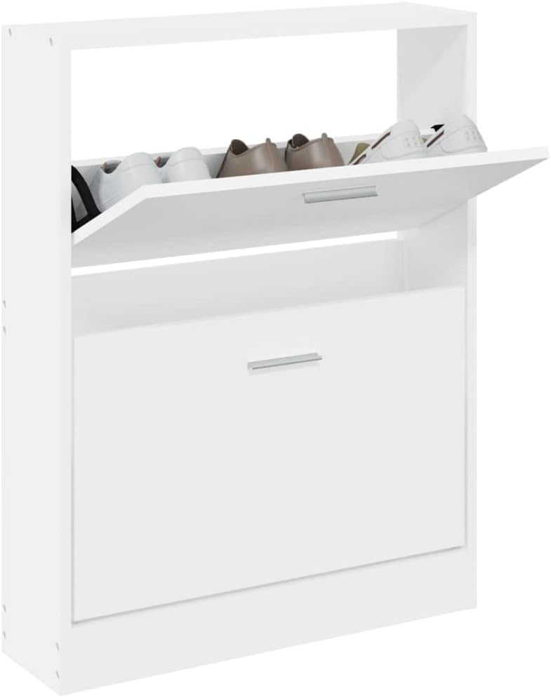 Schuhschrank Weiss 59x17x81 cm Holzwerkstoff, Schuhe Organizer, Schuhe Aufbewahrung, Schuhregal für