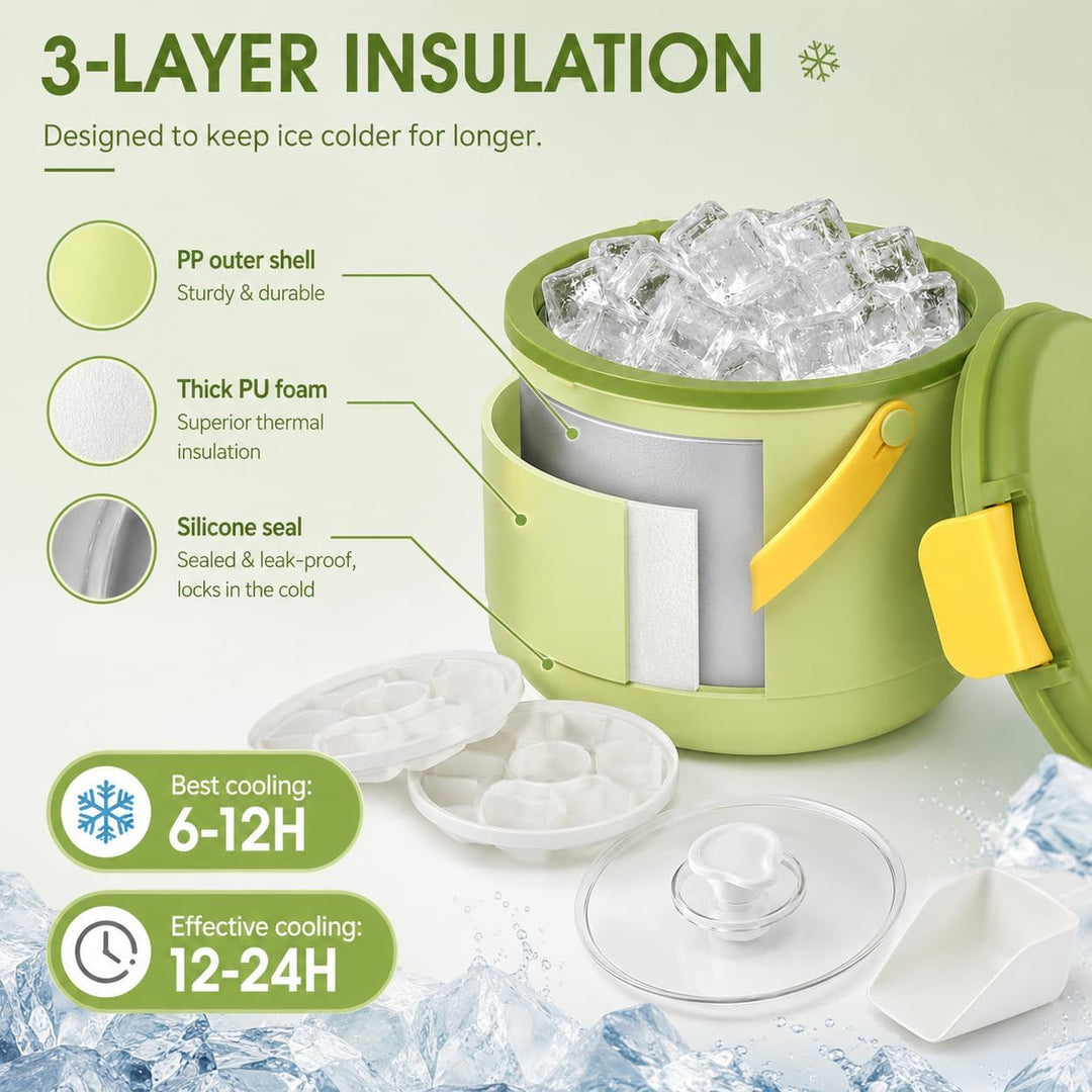 Eiswürfelbehälter,2.6L Eiswürfelbehälter Mit Deckel,Eisbehälter,Eiseimer Mit Ice Cube Tray Lässt Sic
