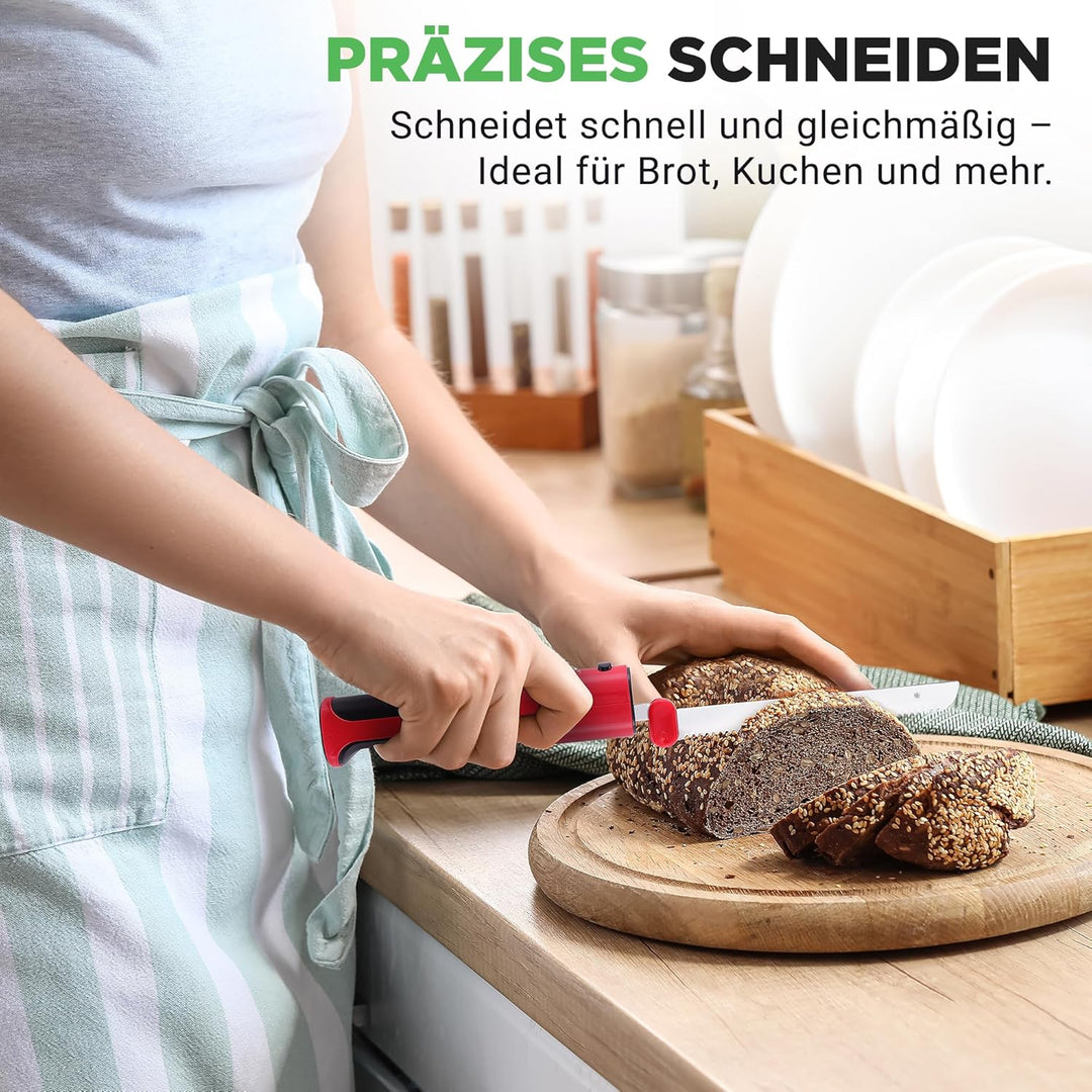 NutriChef Elektrisches Küchenmesser – Akku-Messer mit Edelstahlklingen, USB-C, Rot Für Truthahn, Fle
