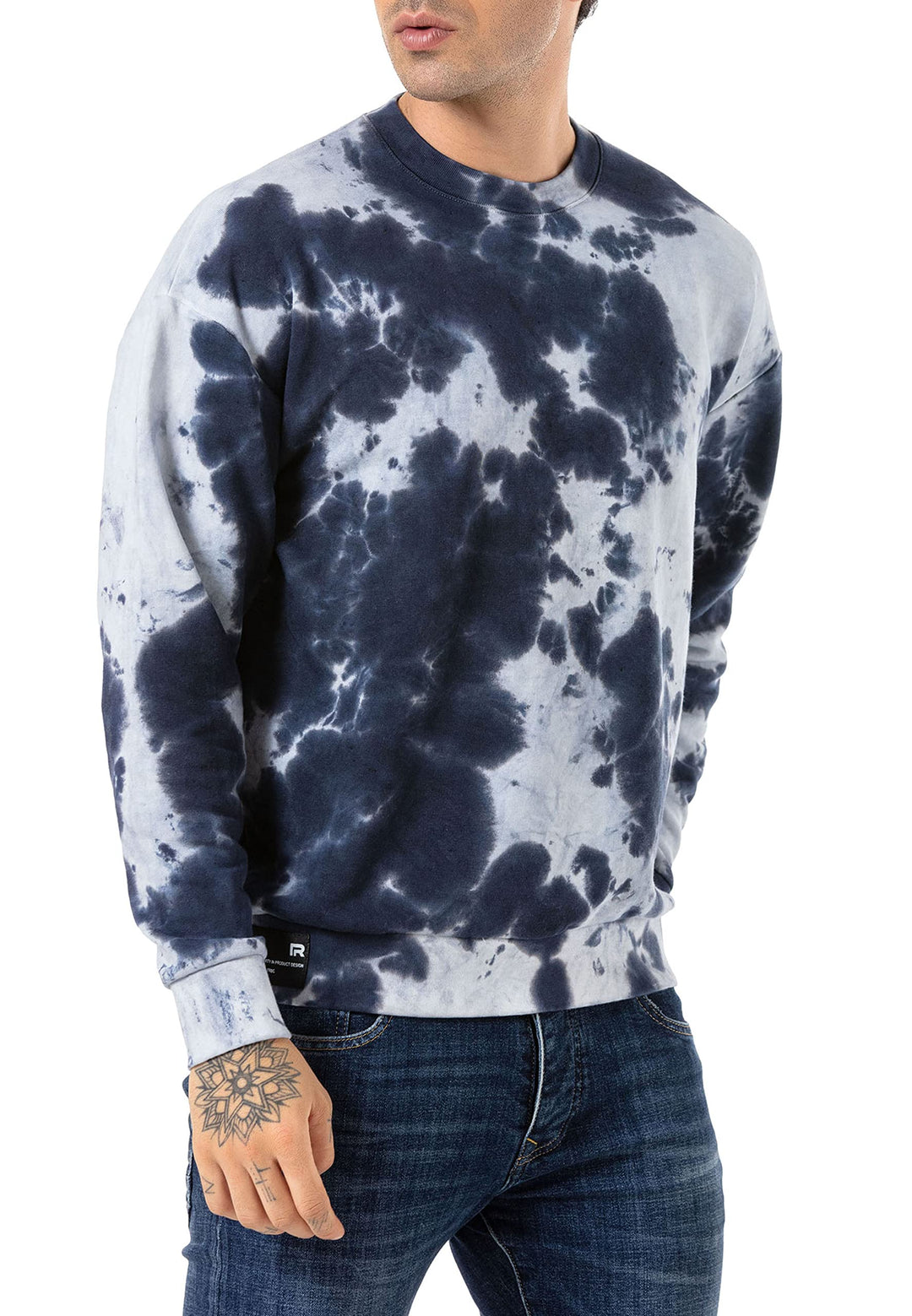 Redbridge Sweatshirt Herren Rundhals Pullover Batik S Blau, S Blau