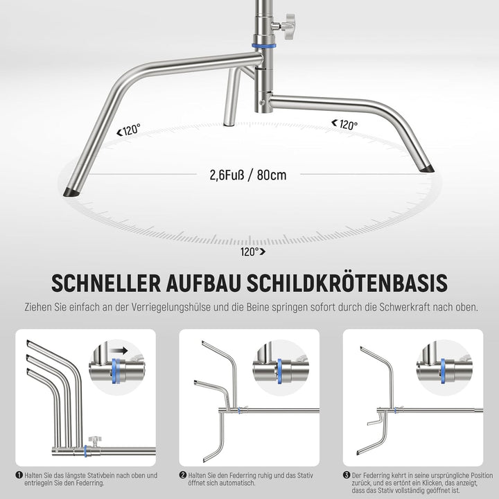 Neewer SC320Q SC320Q C-Ständer aus Edelstahl, strapazierfähig, mit Galgenarm, schnelle Einrichtung,