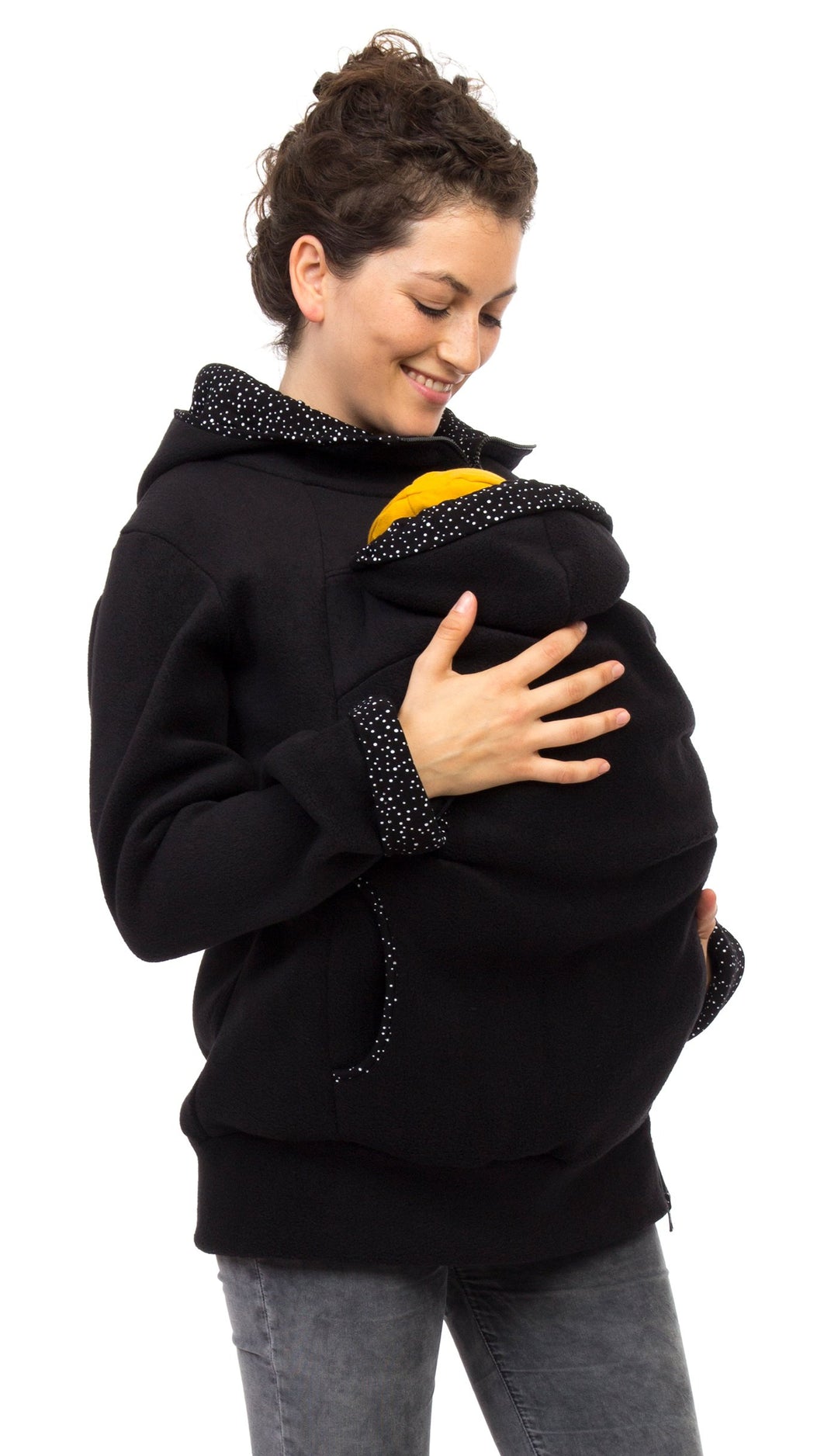 Viva la Mama Kängurujacke, Tragejacke für Baby aus Fleece - AHOI XL Schwarz /Kosmos, XL Schwarz /Kos