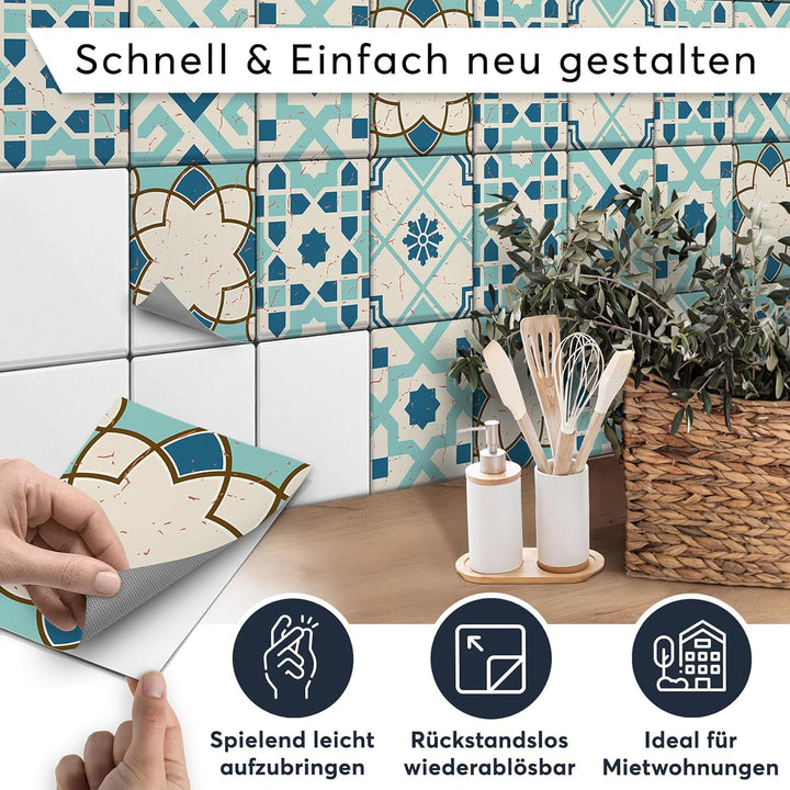 CREATISTO Klebefliesen Stickerfliesen Fliesenfolie - Klebefolie Aufkleber für Wand-Fliesen I Klebefl