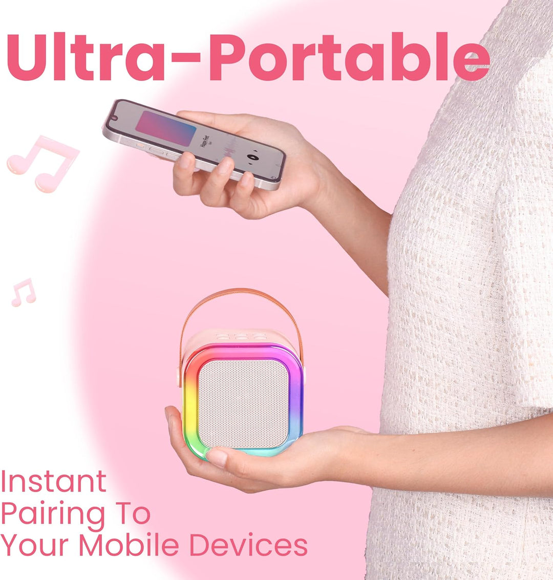Ankuka Mini Bluetooth Karaoke Maschine, 2024 Spielzeug Karaoke mit 1 Mikrofon für 4, 5, 6, 7, 8, 9,