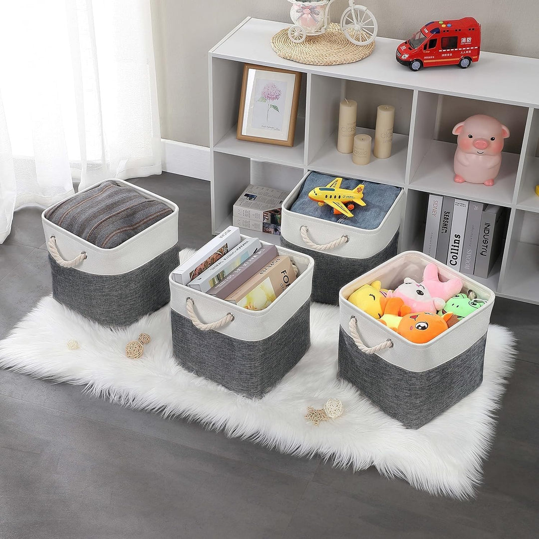 Mangata Aufbewahrungsbox Stoff,(28x28x28cm) Aufbewahrungskorb, Korbe Stoff in Würfel für Schrank, Re