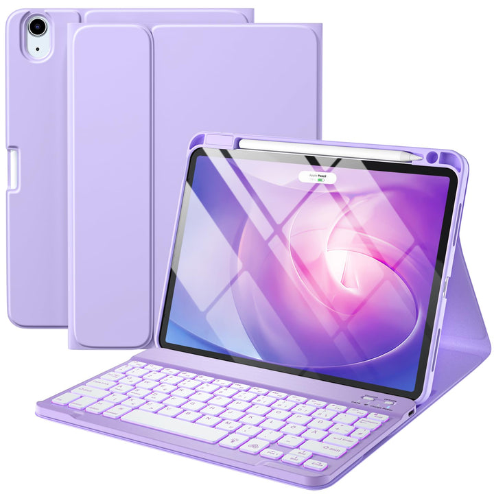 Vobafe Hülle mit Tastatur für iPad Air 11 Zoll M2 2024/iPad Air 6 5 4 2022 2020 10,9 Zoll, 7 Farben
