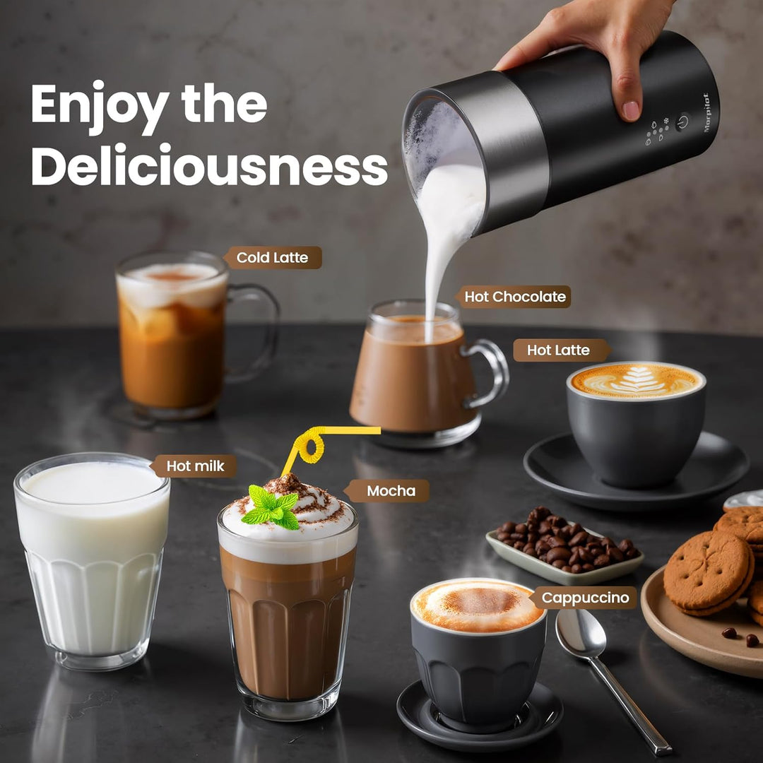 Morpilot Milchaufschäumer Elektrisch 4-in-1, 240ml, 400W für Heissen & Kalten Milchschaum, Edelstahl