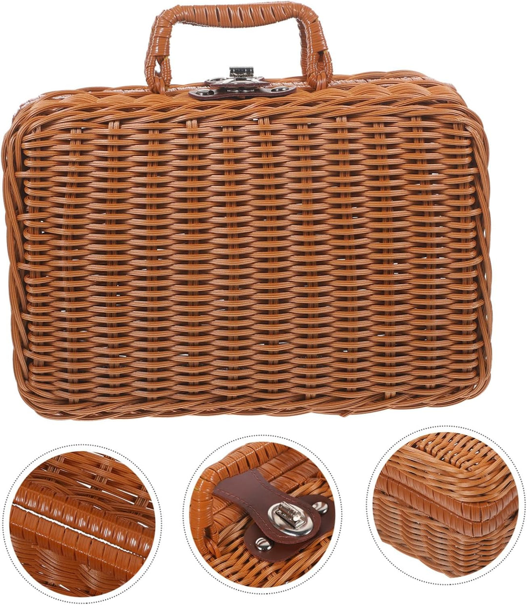 BESPORTBLE Koffer aus Rattanimitat Picknickkorb aus Rattan simuliertes handgewebtes Rattangehäuse Au