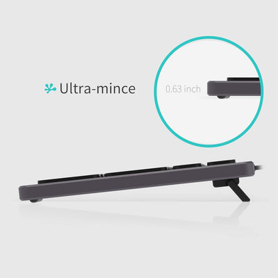 B.FRIENDIT Tastatur mit Hintergrundbeleuchtung, kabelgebunden, Slim – mit Aluminiumgehäuse, Ziffernb