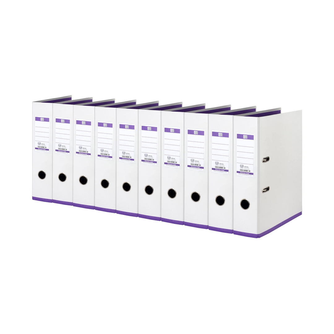 Oxford Ordner A4, myColour, 8 cm breit, zweifarbig in weiss und violett, 10 Stück 10 Stück weiss/vio