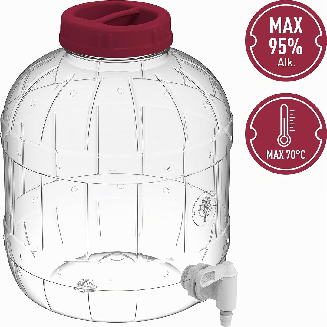 3L Gärballon Kunststoff (PET) Gäreimer Gärbehälter Weinballon + Gärröhrchen + Gummistopfen Gäraufsat