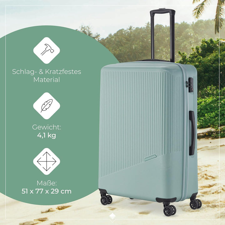 travelite 4-Rad Hartschalenkoffer gross 96 Liter, Gepäck Serie BALI: ABS Hartschalen Trolley mit TSA