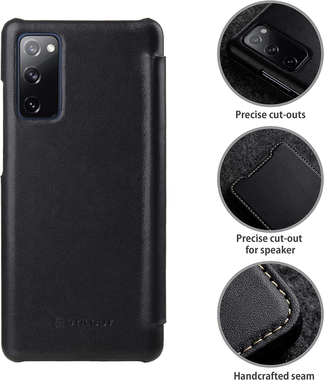 STILGUT Book Case kompatibel mit Samsung Galaxy S20 FE Hülle aus Leder zum Klappen, Klapphülle, Hand