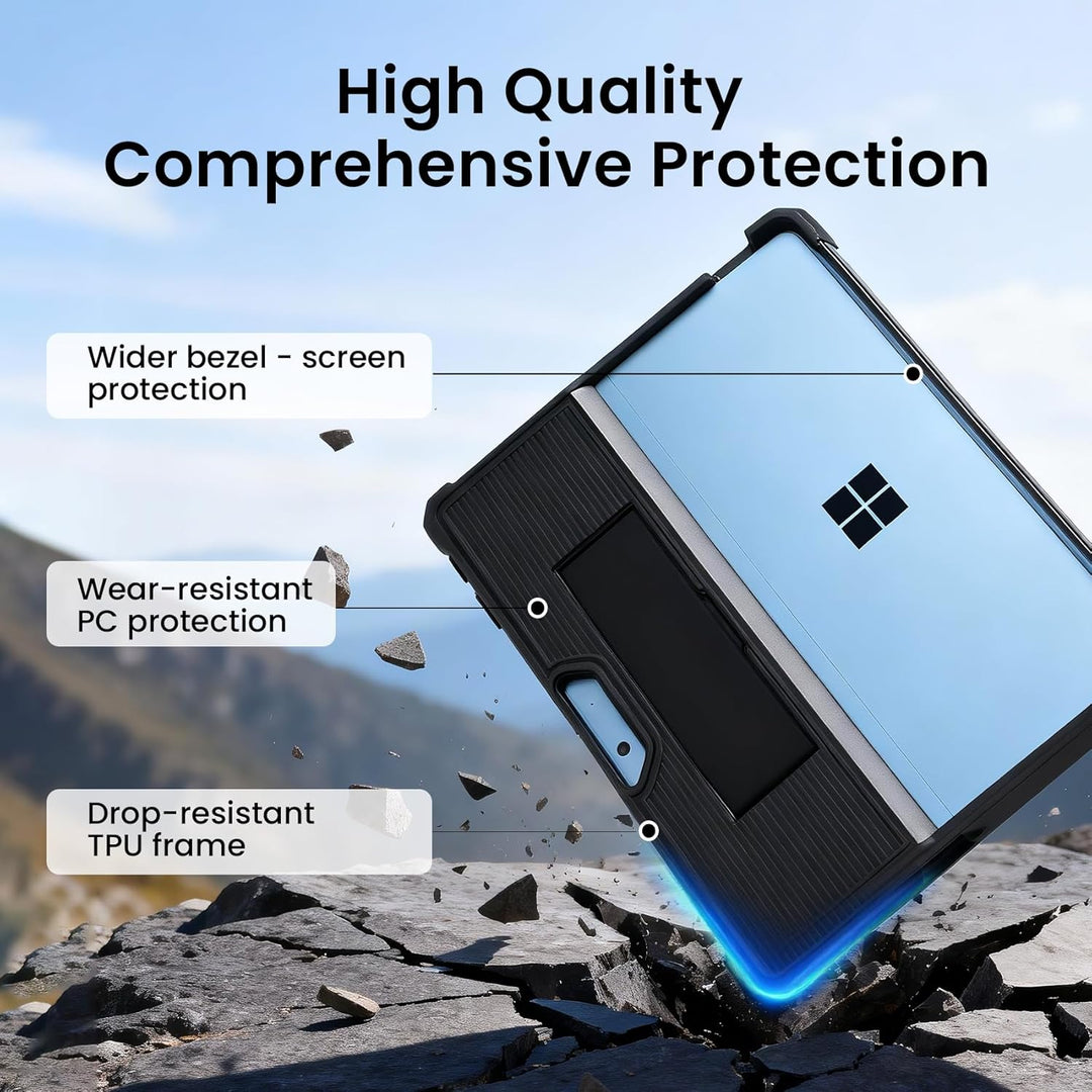 Omnpak Hülle für Microsoft Surface Pro 11/10/9, Stossfeste Robuste Hartschalen Schutzhülle Multi-Bet
