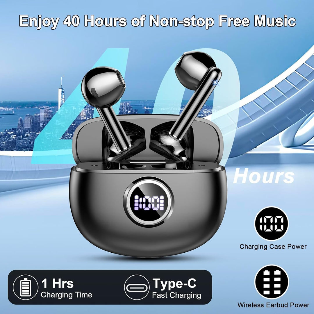 Bluetooth Kopfhörer, Kopfhörer Kabellos Bluetooth 5.4 mit 4 HD Mic Stereo HiFi, In Ear Kopfhörer 40H