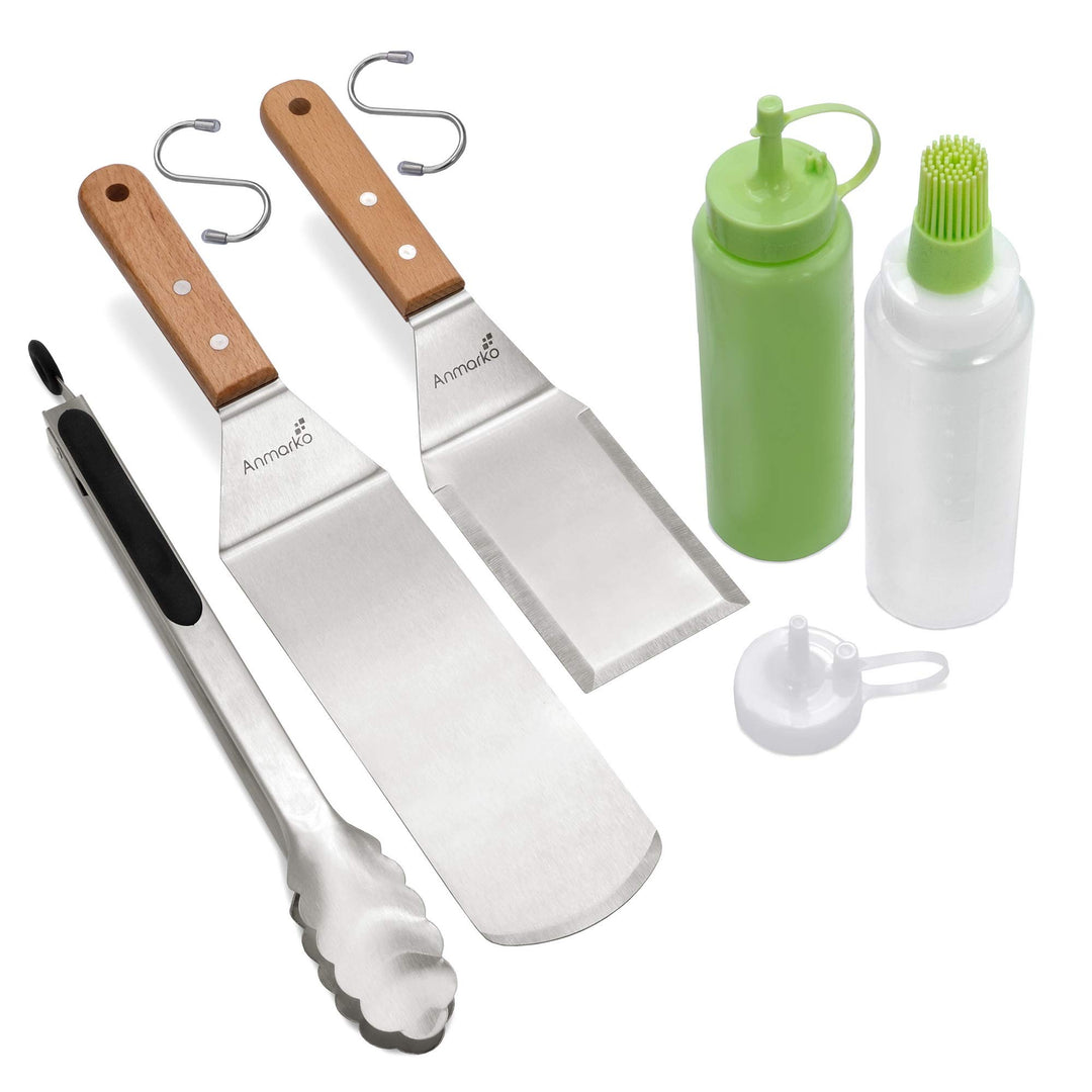Exklusives Grillwender Set aus hochwertigem Edelstahl - BBQ Grillset in erstklassiger Qualität für H